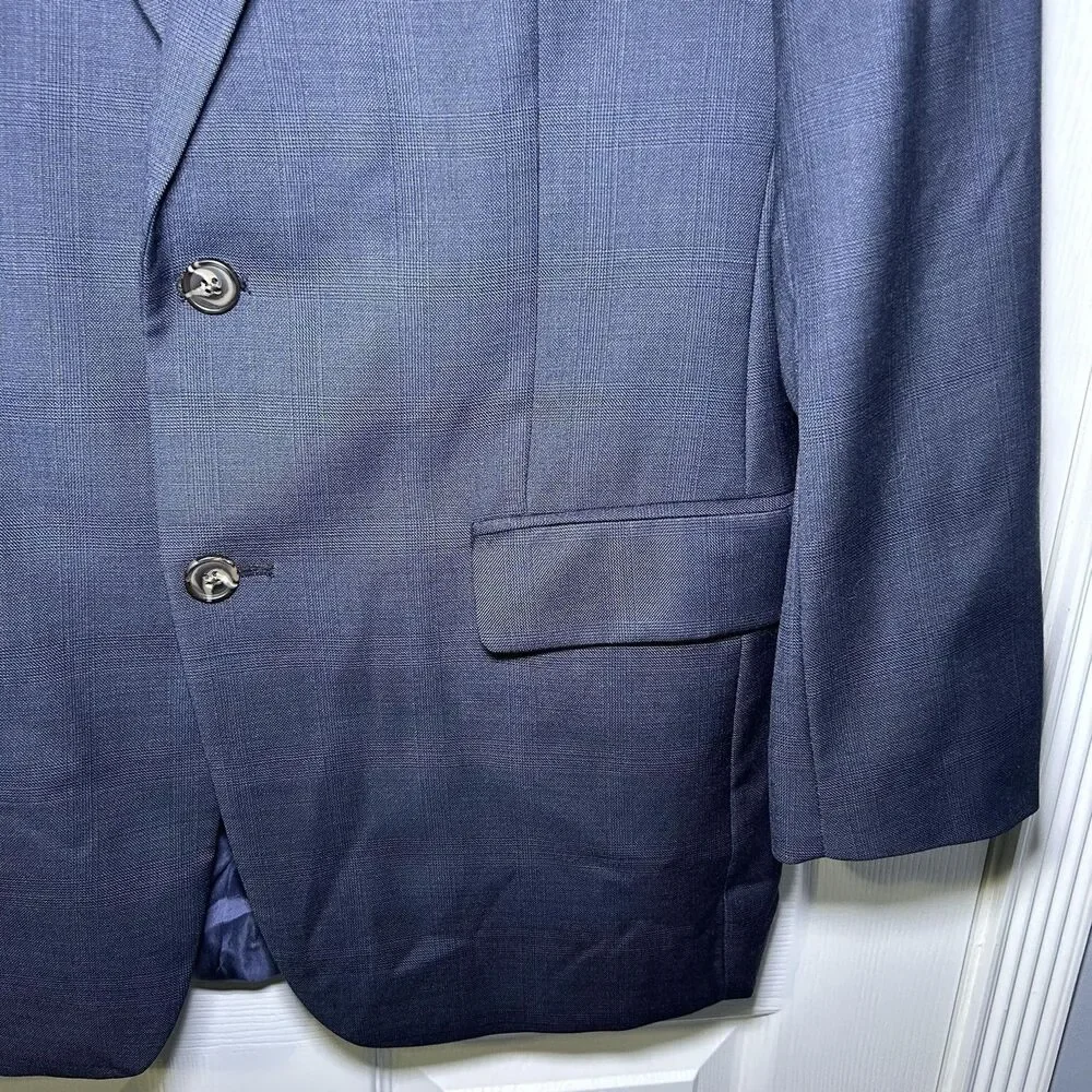 Brooks Brothers Blazer Jacket Men's 39R Blue Wool Check Classic 2 Button 346
